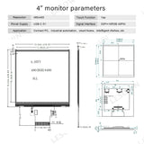 LESOWN M40-A01T 4inch LCD Screen 40pin 480x480 IPS Display USB-C 5V HDMI Port  Full Viewing 3SPI+18RGB Interface Module with Driver Board