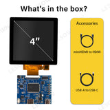 LESOWN M40-A01T 4inch LCD Screen 40pin 480x480 IPS Display USB-C 5V HDMI Port  Full Viewing 3SPI+18RGB Interface Module with Driver Board