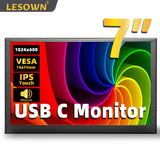 LESOWN P70D 7 inch USB C Monitor 1024x600 Small Portable Monitor Widescreen LCD Extension Display