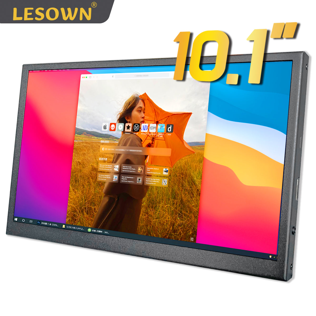 LESOWN P101C 10.1 inch Portable Monitor HDMI 1024x600 Portable