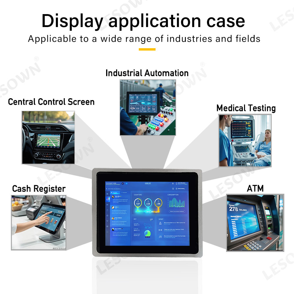 LESOWN E104-C01FET 10.4 Inch 1024x768 4:3 Industrial Embedded Display Metal Frame LCD Display with VGA+HDMI Built-in Speakers for TV CCTV