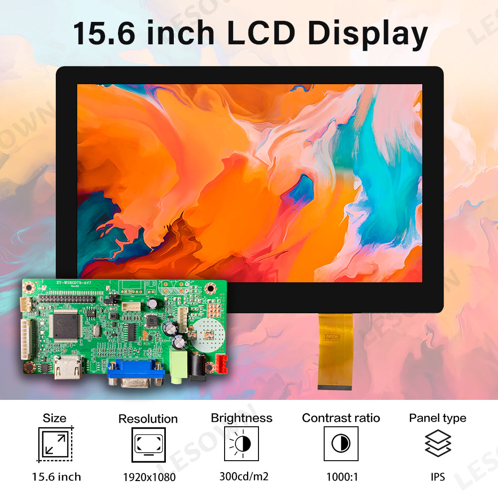 LESOWN M156-B02T 15.6 inch Laptop Screen 1920x1080 IPS HDMI VGA USB Touchscreen Display eDP 30PIN Interface LCD Panel Module for PC