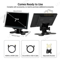 LESOWN 7 inch 1024×600 IPS 5-Point Touchscreen Display with Stand – HDMI/microUSB, Plug & Play N70-A01GWS