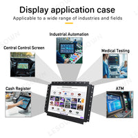 LESOWN E120-A01GBR Embedded Display Raspberry Pi 12 Inch 1024x768 LCD Open Frame Touch Monitor Panel Mount for Factory Automation TV CCTV PC