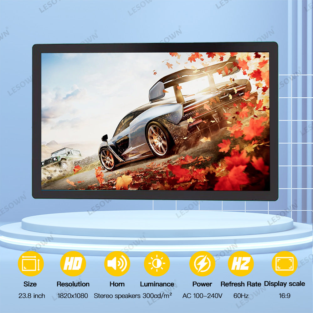 LESOWN N238 23.8 inch  Ultrawide Industrial Monitors 1080p  TV Function Monitor Display with Speakers