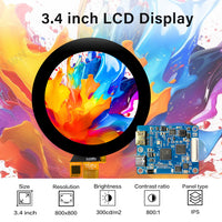 LESOWN M34-A01T 3.4 inch mini Touch Screen HD 800x800 IPS HDMI USB C LCD Panel Module Circular Display with Driver Board for Laptop