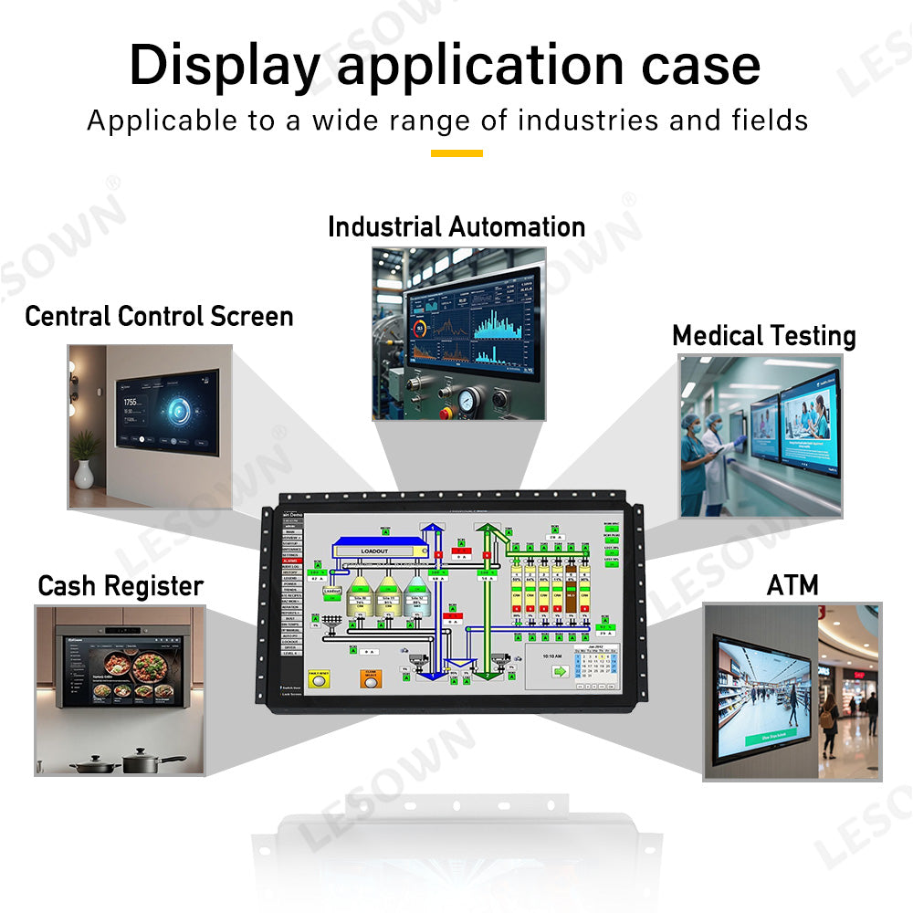 LESOWN E195-C01GBT Embedded Display 19.5'' Open Frame Monitor 1600x900 Touch Monitor with VGA/HDMI/Audio/USB(touch) for Factory Automation