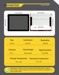 LESOWN M104-A01T 10.4 inch 1024x768 LCD Display 560cd/m2 LVDS 30PIN Touch Screen Capacitive IPS Small Assembly Module for Windows PC