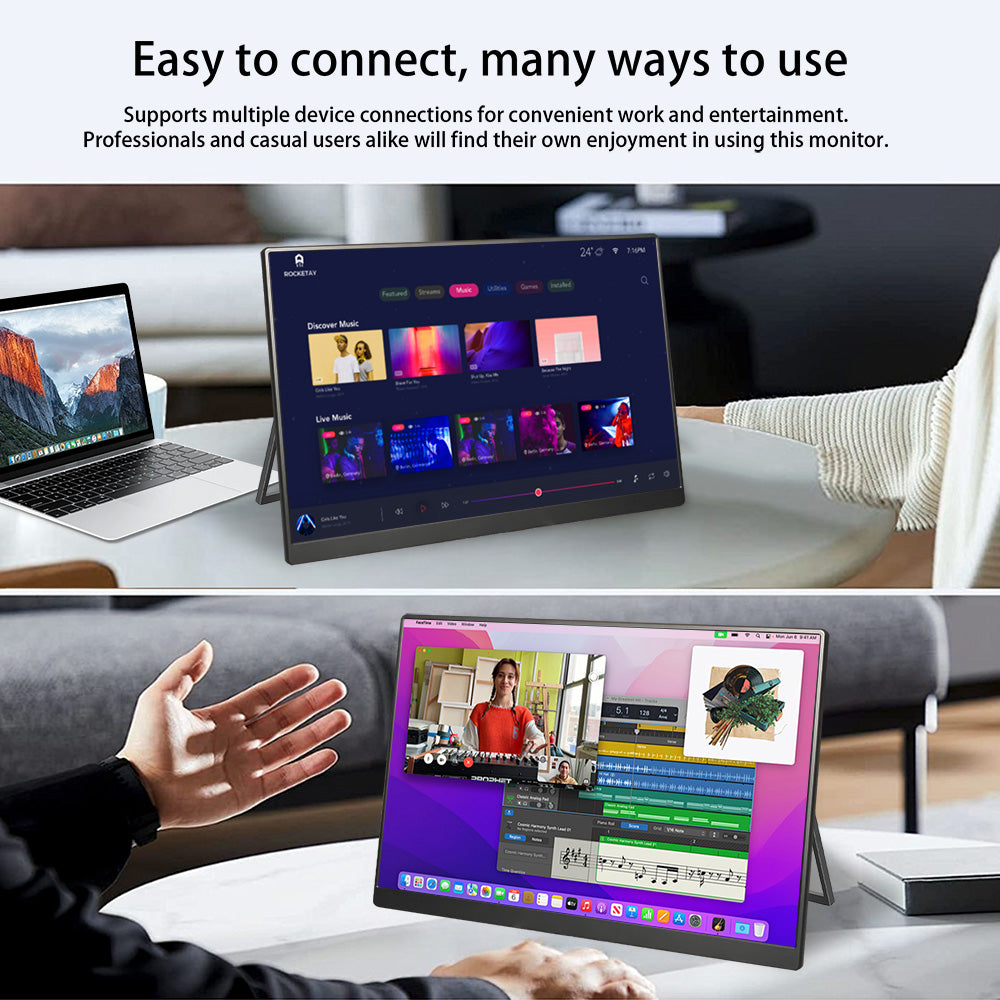 LESOWN P116KPS 11.6 inch 768P Portable Monitor 60Hz Wide Screen USB-C Display with Holder for Laptop Phone Xbox PS4 PS5 Switch