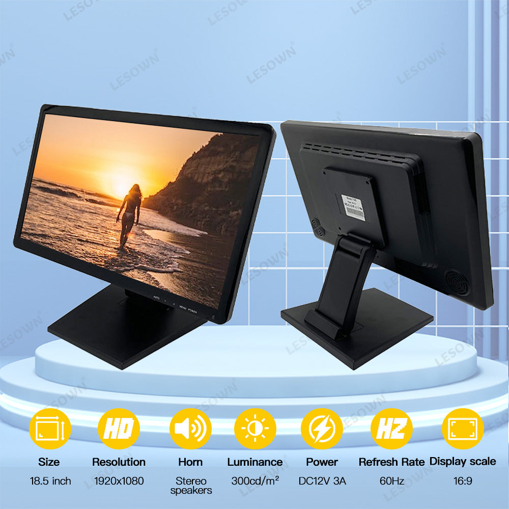LESOWN N185 Industrial Resistive Capacitive Touch Screen LCD Monitor 18.5 inch  FHD VESA HDMI USB Display