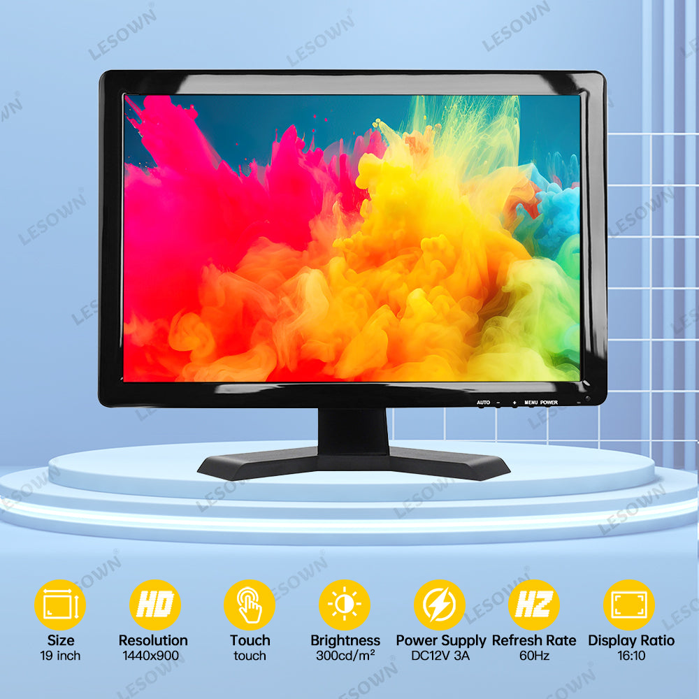 LESOWN N190 Industrial Display 19 inch Ultra Wide Touch Screen 1440x990 IPS External Monitor with Speakers