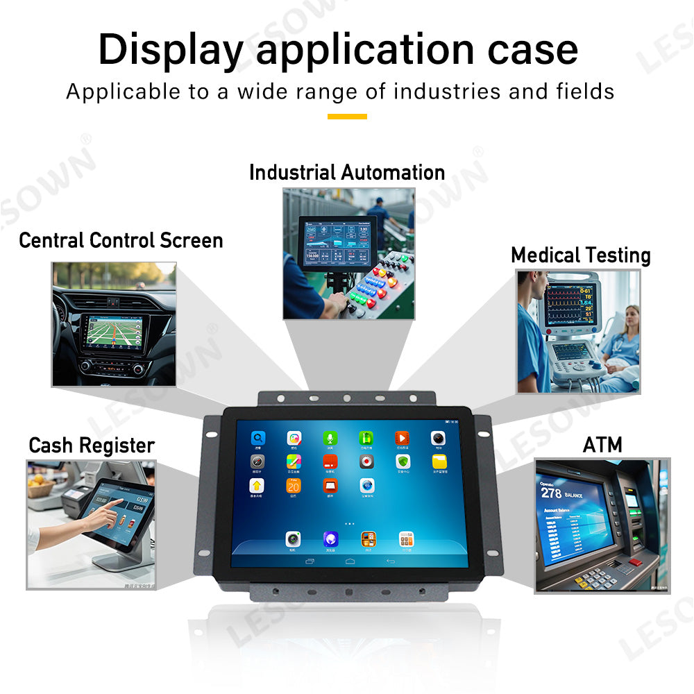 LESOWN E80-G01GBT Industrial Embedded Display 8inch 1024x768 10 Points Open Frame Touchscreen Monitor 4:3 LCD Screen for Factory Automation