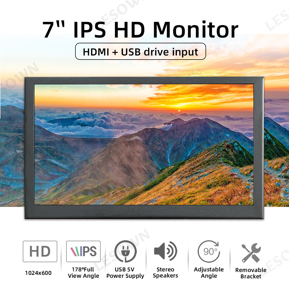 LESOWN MP70S-NGD01A 7.0inch USB Flash Drive Video Advertising Player TFT-LCD 1024x600 IPS Interactive Digital Signage for &nbsp;Kali Raspberry Pi