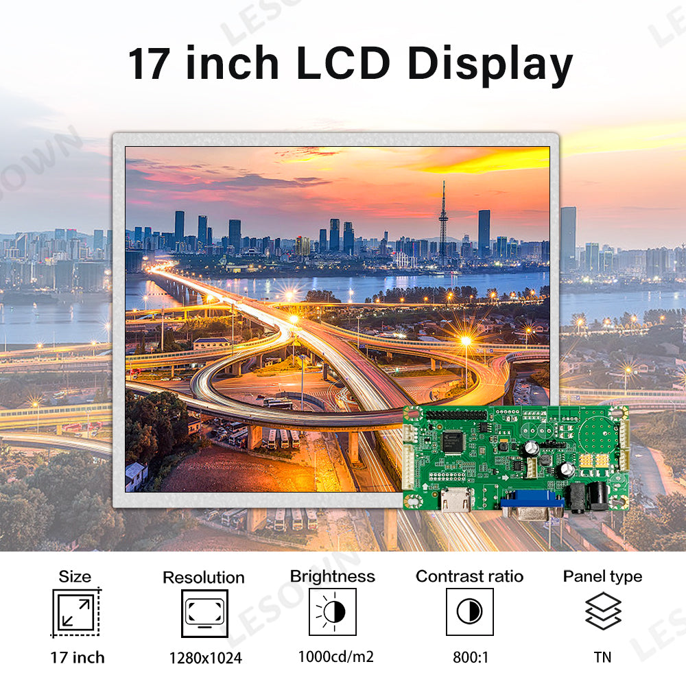 LESOWN M170-B01S 17 inch 1000cd/m2 High Brightness Screen HDMI VGA 1280x1024 LCD Panel WideScreen Display Module for Computer Industry