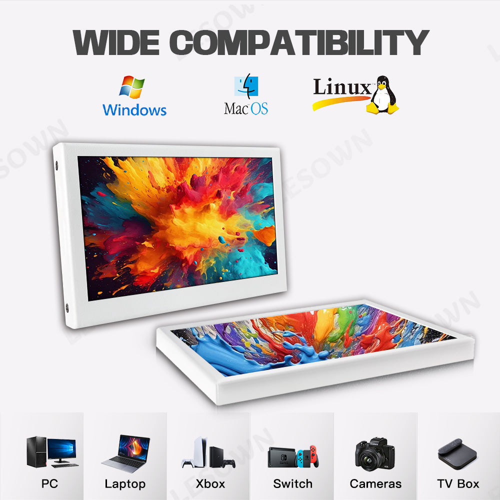 LESOWN P43CW 4.3inch Small HDMI Portable Monitor  800×480with Speakers Portable Temperature Monitoring Display