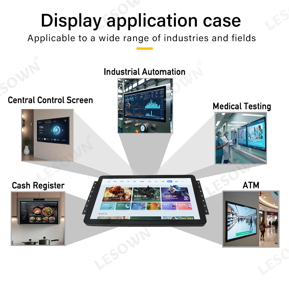 LESOWN E173-C01GBT Open Frame 17.3in Embedded Industrial Panel-Mount Monitor 1080p Touchscreen with VGA/HDMI/Audio/USB(touch) for Laptop