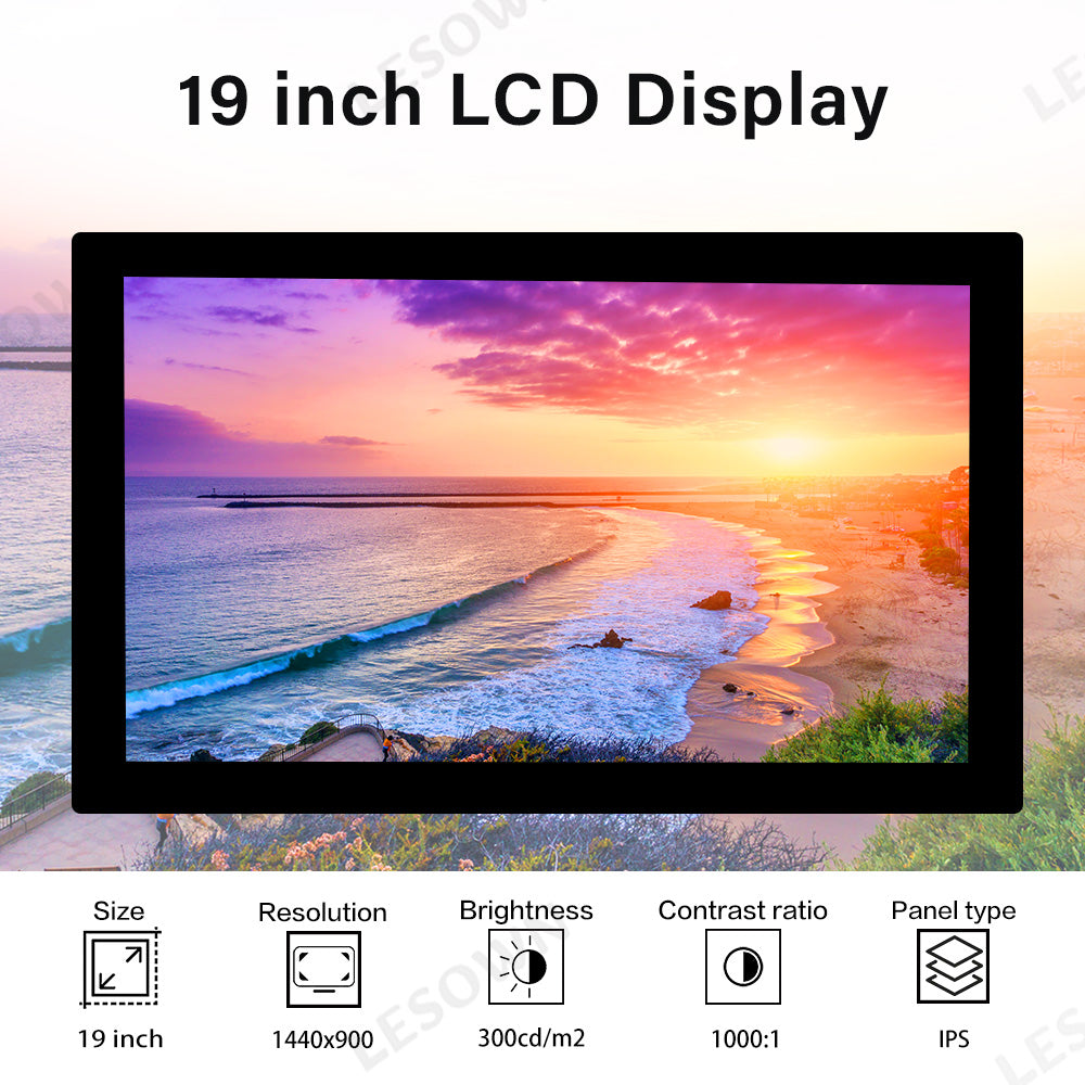LESOWN M190-B01T 19 inch 1440x900 IPS LCD Capacitive Touch Display HDMI VGA Ultra Wide Screen 1000:1 LVDS Module with Driver Board