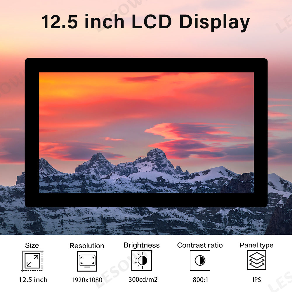 LESOWN M125-A01T 12.5 Touch Widescreen HDMI VGA 1920x1080 Full HD IPS LCD Panel eDP 30PIN Interface Module for Industrial Machines