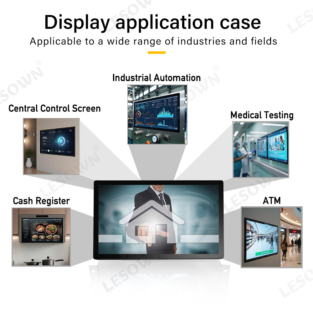 LESOWN E270-G01GBT Open Frame 27 Inch Industrial Embedded Win-10 PC Monitor 1920x1080 IPS Panel Mount Display Wide Temperature Range for TV