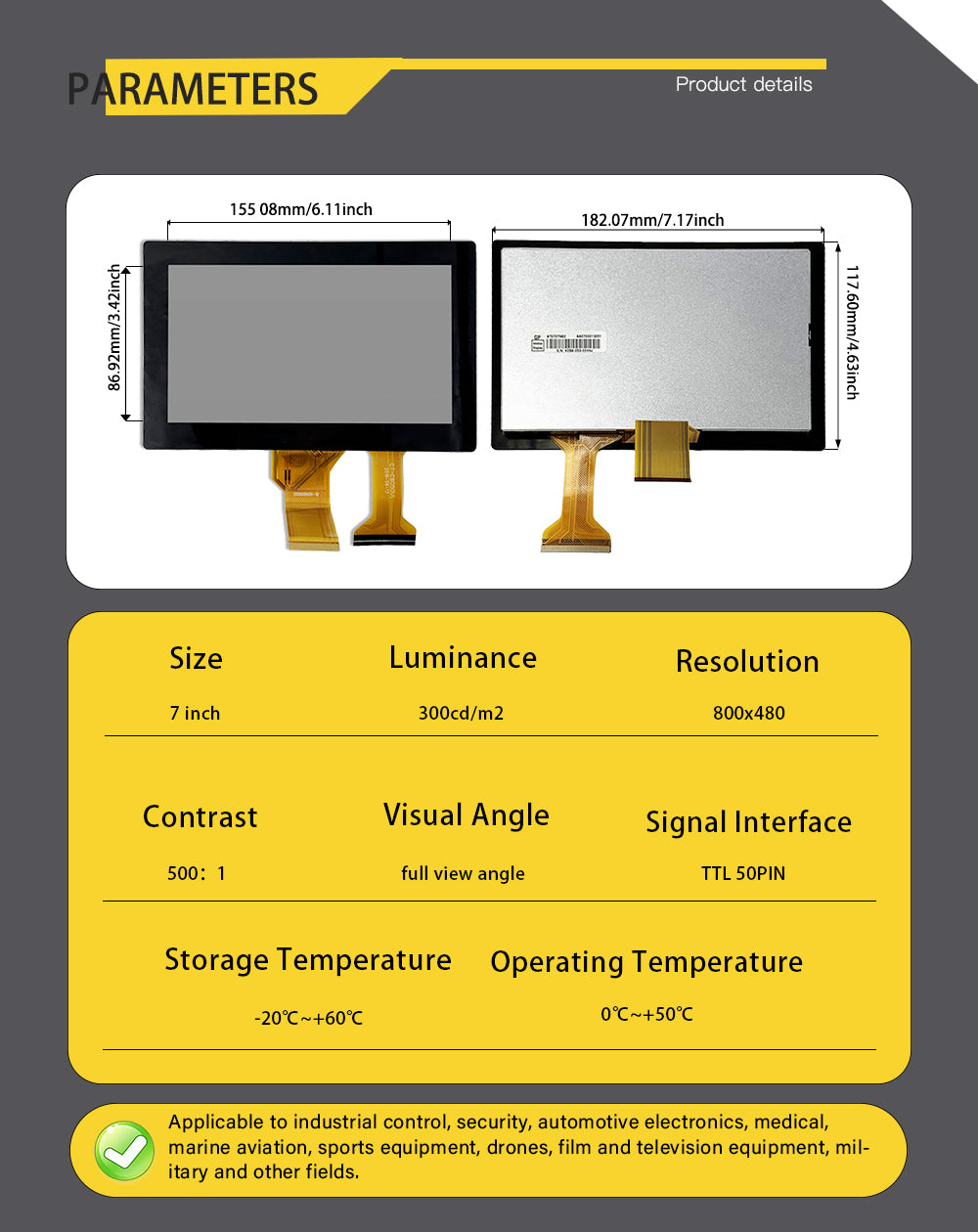 LESOWN M70-A01T Tiny Screen 7 inch 800x480 LCD Display HDMI-Compatible VGA with Driver Board Touchscreen Module for Digitizer Computer