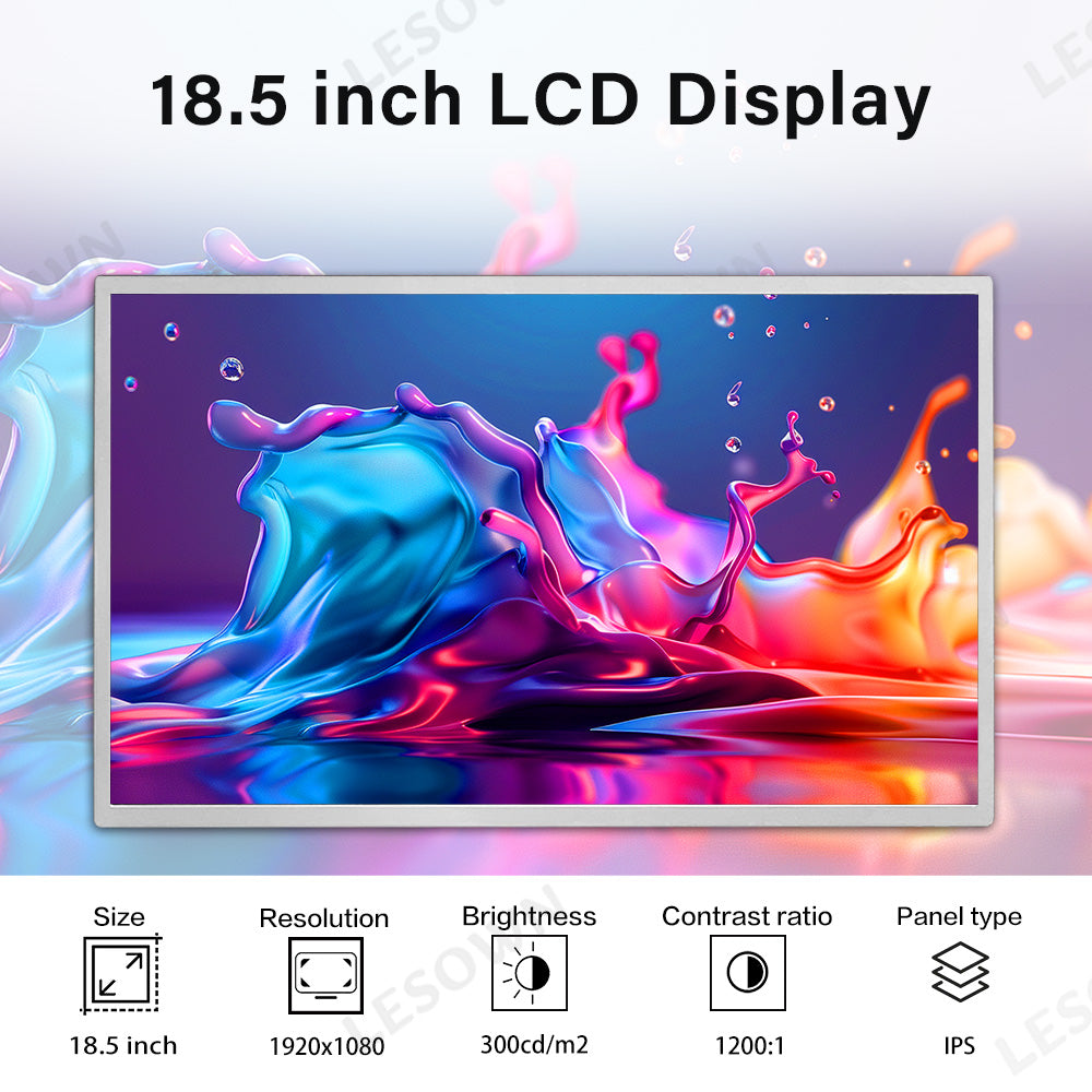 LESOWN M185-A01S Wide Screen 18.5 inch 1080P FHD 1200:1 Full Viewing HDMI VGA Interface Display Module for Intelligent Central Control