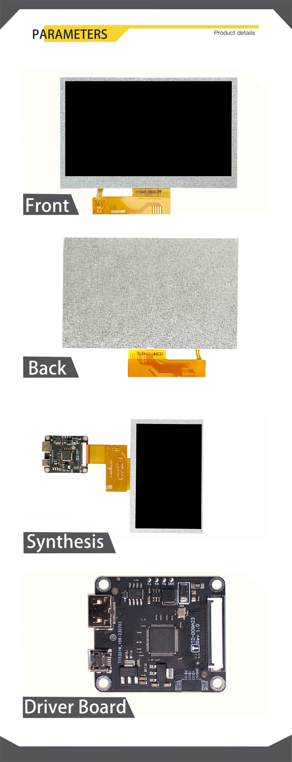 LESOWN M43-A01S 4.3 inch 800x480 IPS LCD Screen Display Panel mini Wide Screen Module USB Powered for PC Intelligent Central Control