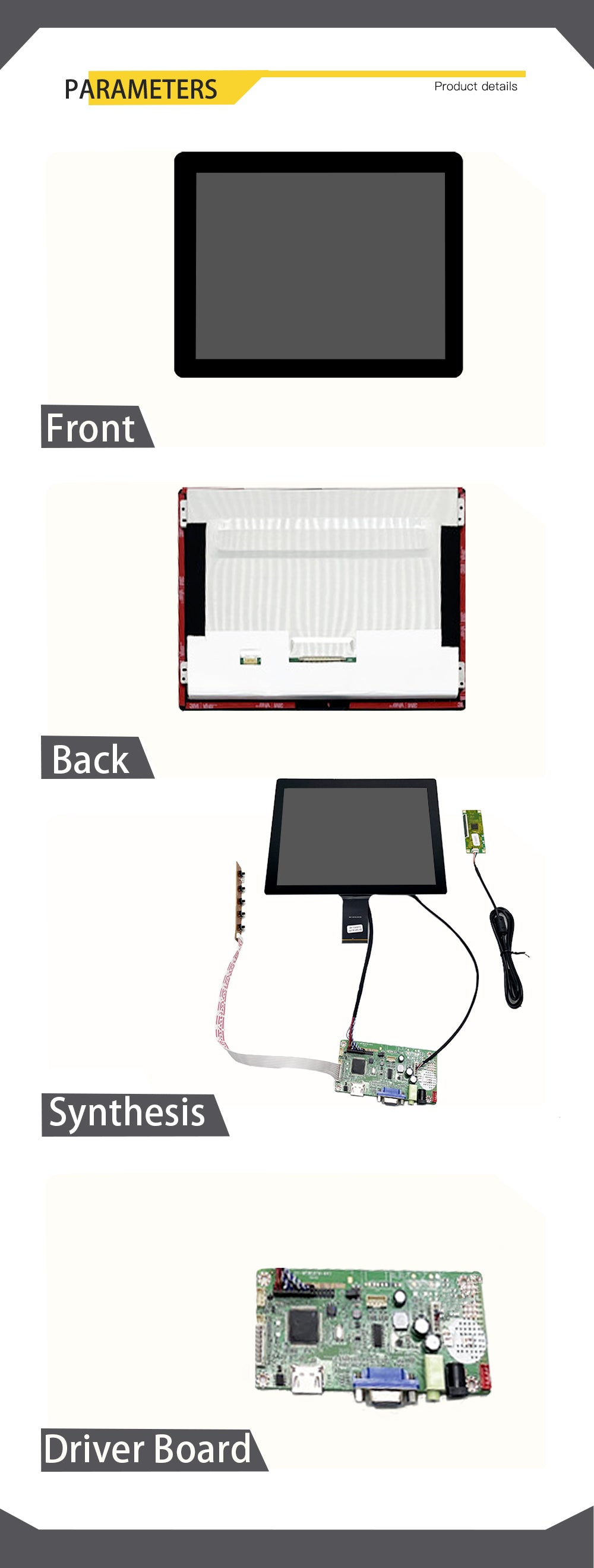 LESOWN M104-A01T 10.4 inch 1024x768 LCD Display 560cd/m2 LVDS 30PIN Touch Screen Capacitive IPS Small Assembly Module for Windows PC