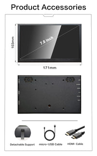 LESOWN P70C mini Wide Screen 7 inch IPS 1024x600 with Speakers Portable PC Monitor Extender