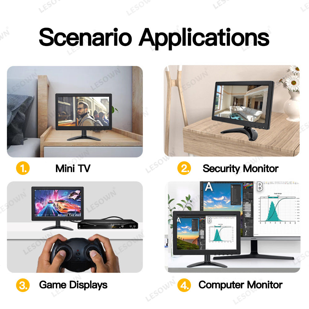 LESOWM N97-D01S 9.7 inch VGA Monitor Full HD 1024x768 LCD Resistive Screen VESA Display with Speakers
