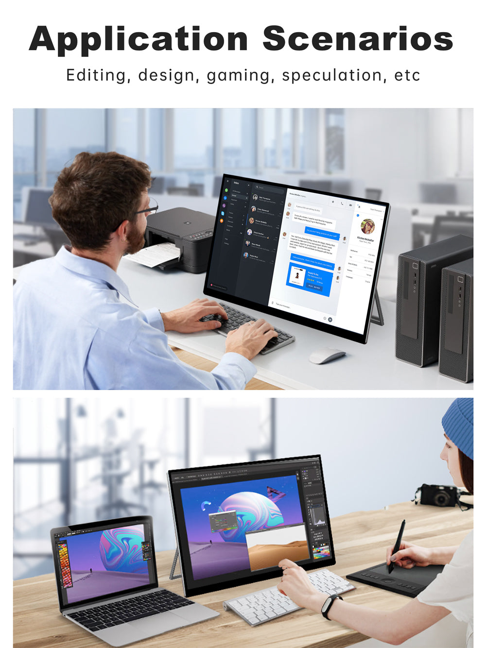 LESOWN P116KPS 11.6 inch 768P Portable Monitor 60Hz Wide Screen USB-C Display with Holder for Laptop Phone Xbox PS4 PS5 Switch