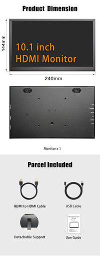 LESOWN P101C-T 10.1 inch mini Wide Touchscreen Secondary PC 1024x600 Display with Speakers for PC Windows