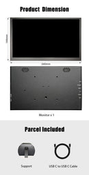 LESOWN P101D 10.1 inch Wide Monitor 1024x600 IPS Monitor with Stand Portable mini Display for Laptop