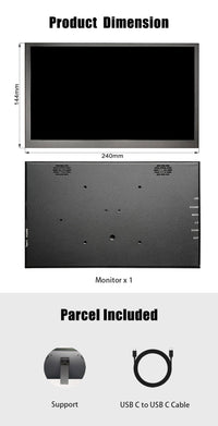 LESOWN P101D 10.1 inch Wide Monitor 1024x600 IPS Monitor with Stand Portable mini Display for Laptop