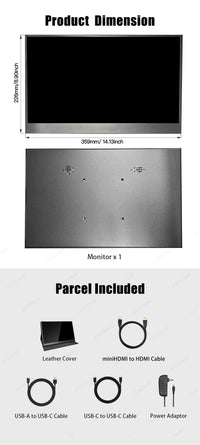 LESOWN P133G 3840x2160 4K UHD 13.3 inch Type-C Monitor IPS LCD HDMI Widescreen Laptop PC Auxiliary Screen Display