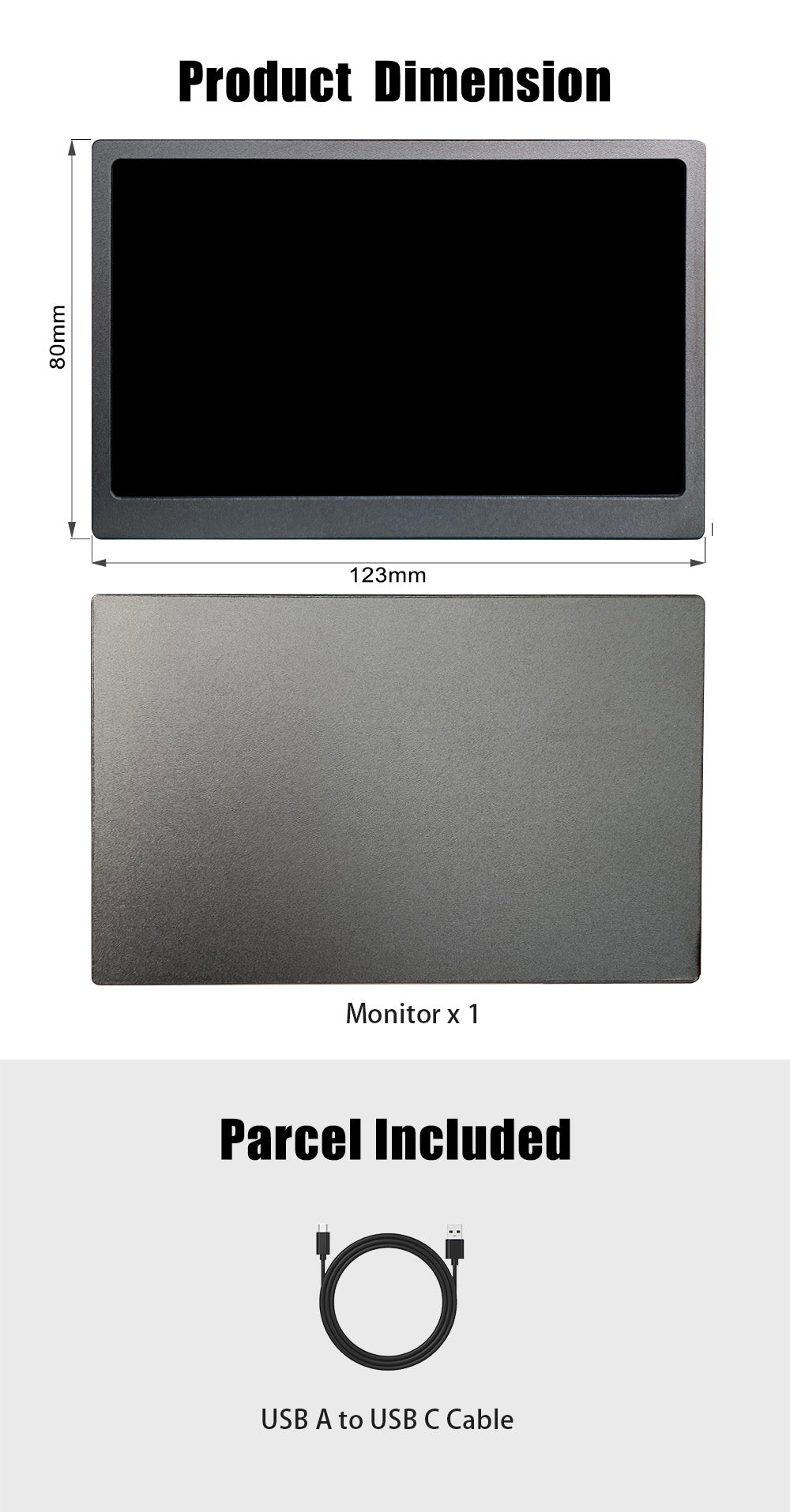 LESOWN P50F mini Monitor 5 inch 100%sRGB USB Connect OLED 6500:1 Contrast Small Extended Screen Display Driver Need