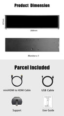 LESOWN P113 11.3 inch Stretched Bar Display HDMI External Long Monitor for PC Temperature Monitoring Aida64
