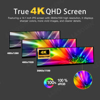 LESOWN P141GMT 14.1 inch 4K Long Bar Monitor Wide Touch USB C HDMI PC External Bar Monitor
