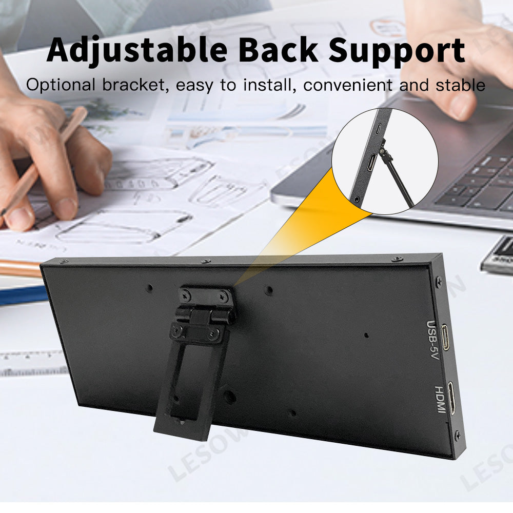 LESOWN P69 6.9 inch Additional Long HDMI Monitor for RPi 1280x480 IPS Bar LCD Display PC Temperature Monitoring Aida64