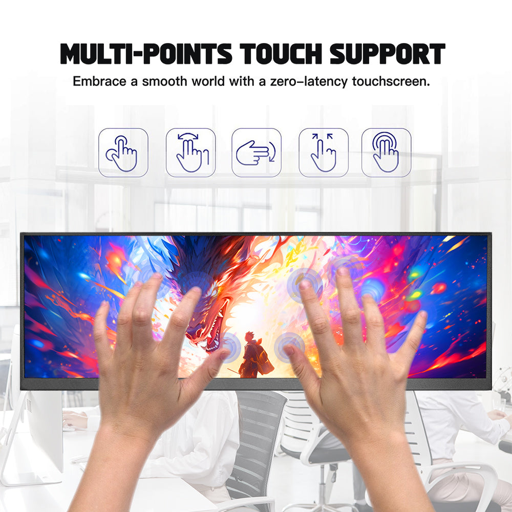 LESOWN P127GHTR 12.7 inch Bar Monitor 2K HDMI Type C IPS Monitor for Stock Market Ticker Display