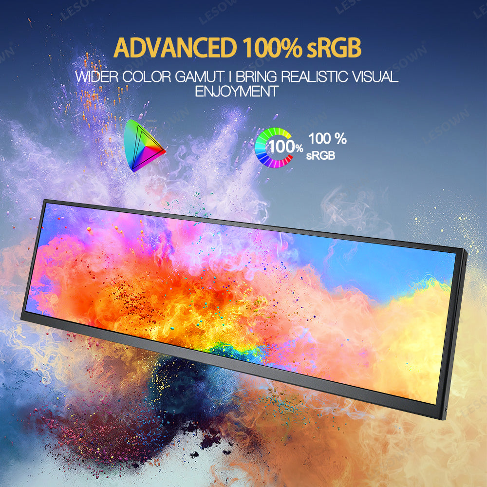 LESOWN P141GMT 14.1 inch 4K Long Bar Monitor Wide Touch USB C HDMI PC External Bar Monitor