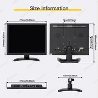 LESOWN N120 12 inch 1024x768 Industrial LCD Monitor 4:3 HDMI AV Small Wide Screen Touch Display
