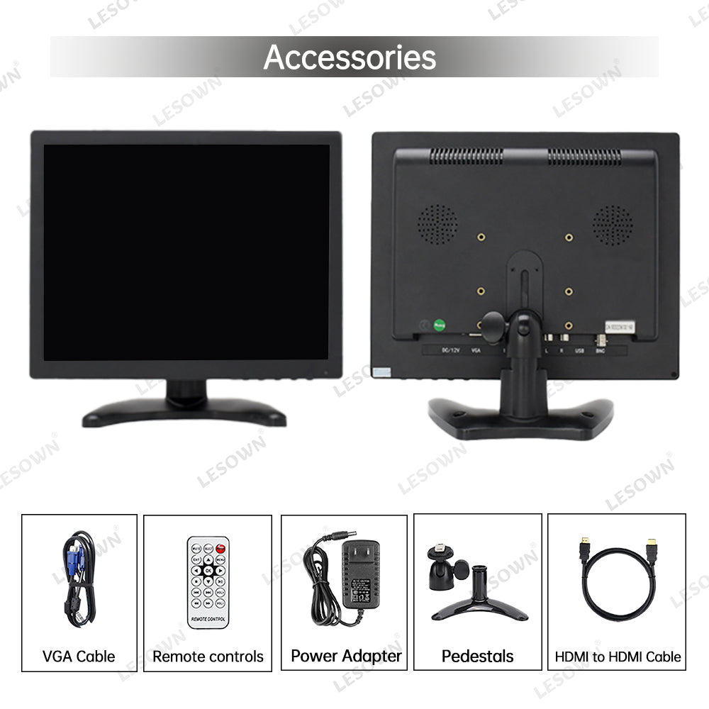 LESOWN N120 12 inch 1024x768 Industrial LCD Monitor 4:3 HDMI AV Small Wide Screen Touch Display