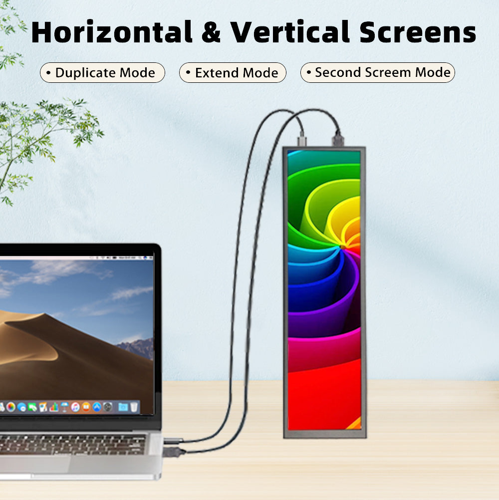 LESOWN P88-T 8.8 inch Long LCD Panel Display Touchscreen 1920x480 Wide Secondary Screen for Window PC