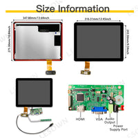 LESOWN M150-A01T HD 1024x768 IPS Wide Screen 15 inch 1500:1 Full Viewing HMDI VGA LCD Touchscreen Display Module for Intelligent Central Control