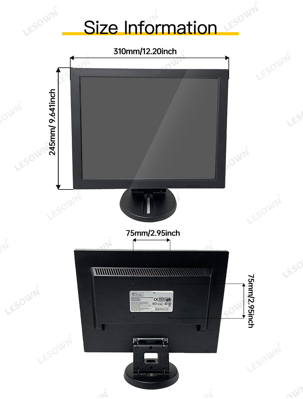 LESOWN N140 14 inch Portable Industrial Monitor 1024x768 VESA LCD VGA Display for Security Cameras
