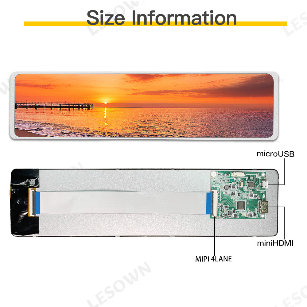 LESOWN M113-A01S 11.3 inch Long Stretched Bar LCD Screen 440x1920 IPS mini HDMI MIPI 4LANE Interface Display Module for Raspberry Pi Laptop