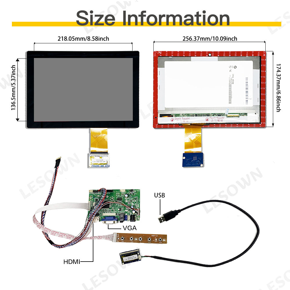 LESOWN M101-B01T Widescreen 10.1 inch Touch Display IPS 1280x800 HD Resolution LVDS HDMI VGA Interface LCD Screen Module for Computer