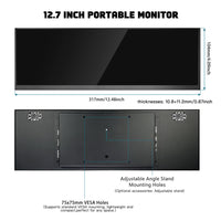 LESOWN P127GHTR 12.7 inch Bar Monitor 2K HDMI Type C IPS Monitor for Stock Market Ticker Display