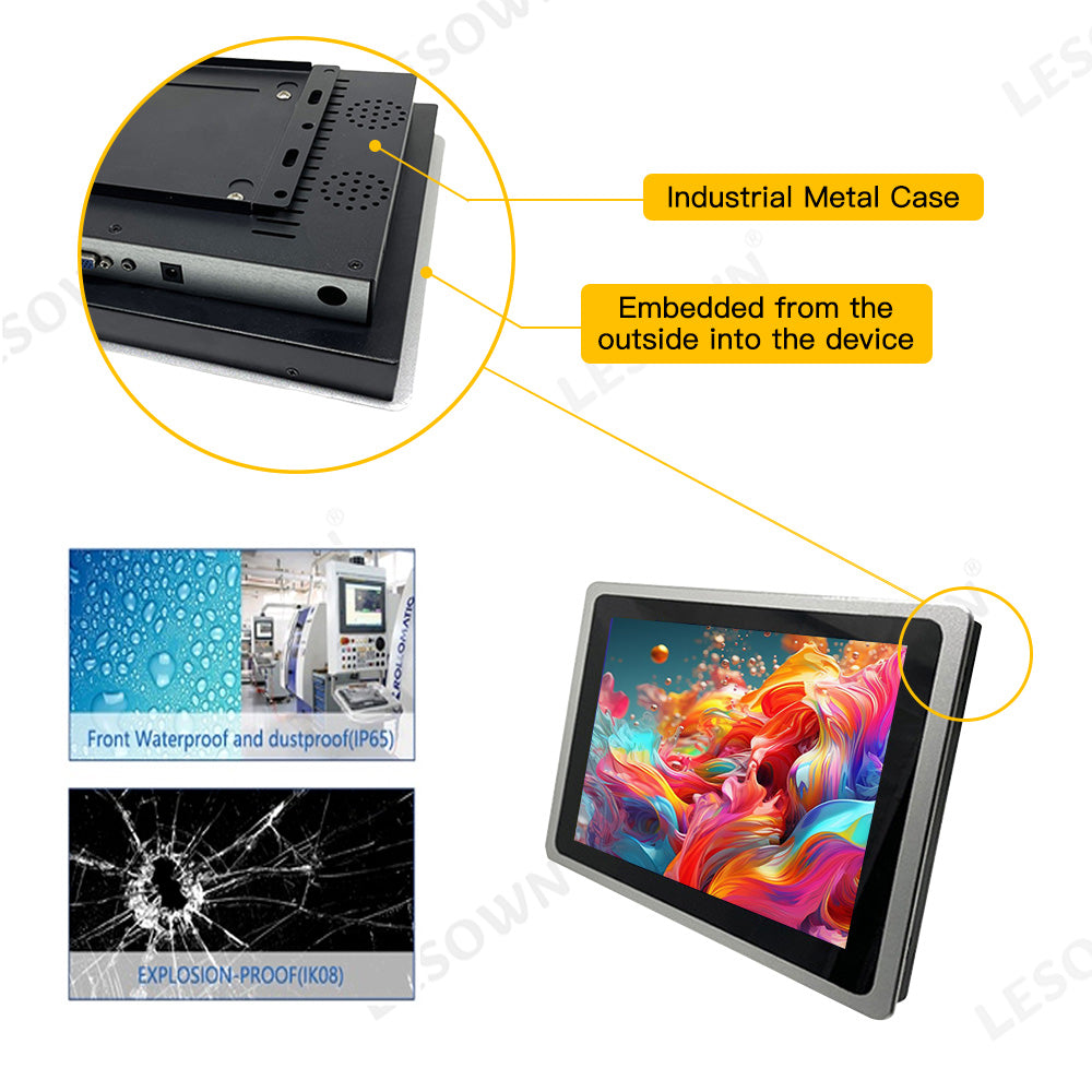 LESOWN E104-C01FET 10.4 Inch 1024x768 4:3 Industrial Embedded Display Metal Frame LCD Display with VGA+HDMI Built-in Speakers for TV CCTV