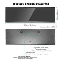 LESOWN P126GPT 12.6 inch USB C Stretched Bar LCD Monitor HDMI Touchscreen Portable Display Extended